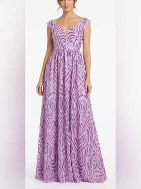 Lavender Sequin Maxi Dress with V-Neck